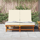 vidaXL Napozó párnával 2-személy Barna 125 x 200 x 84cm Tömör akácfa