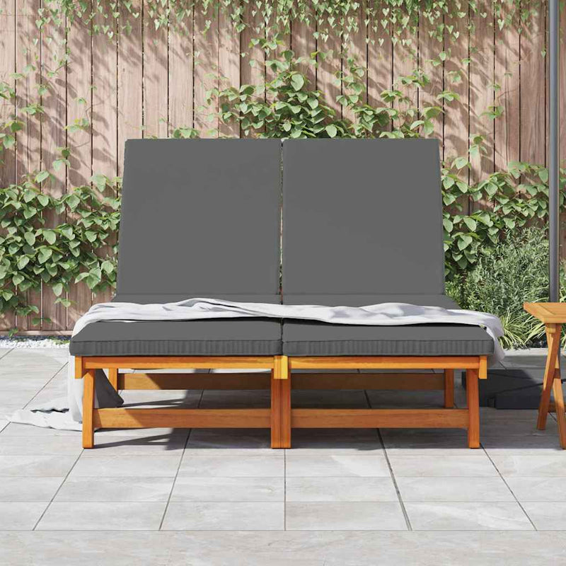 vidaXL Napozó párnával 2-személy Barna 125 x 200 x 84cm Tömör akácfa
