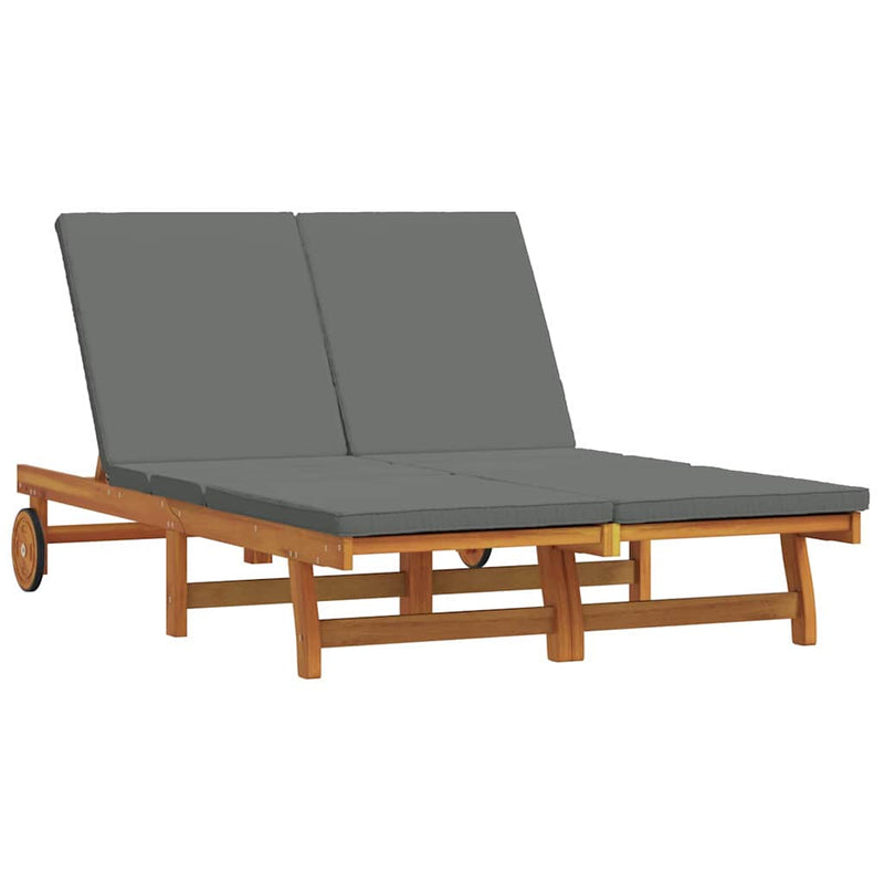 vidaXL Napozó párnával 2-személy Barna 125 x 200 x 84cm Tömör akácfa