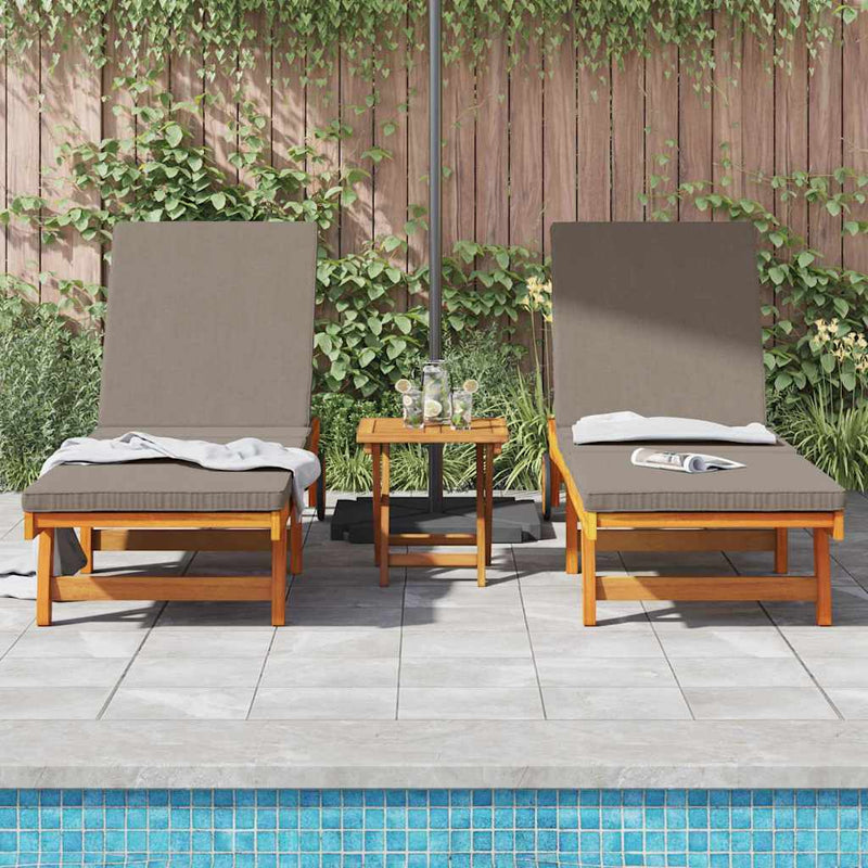 vidaXL Napozó párnával 2 pcs Barna 63 x 199 x 85cm Tömör akácfa