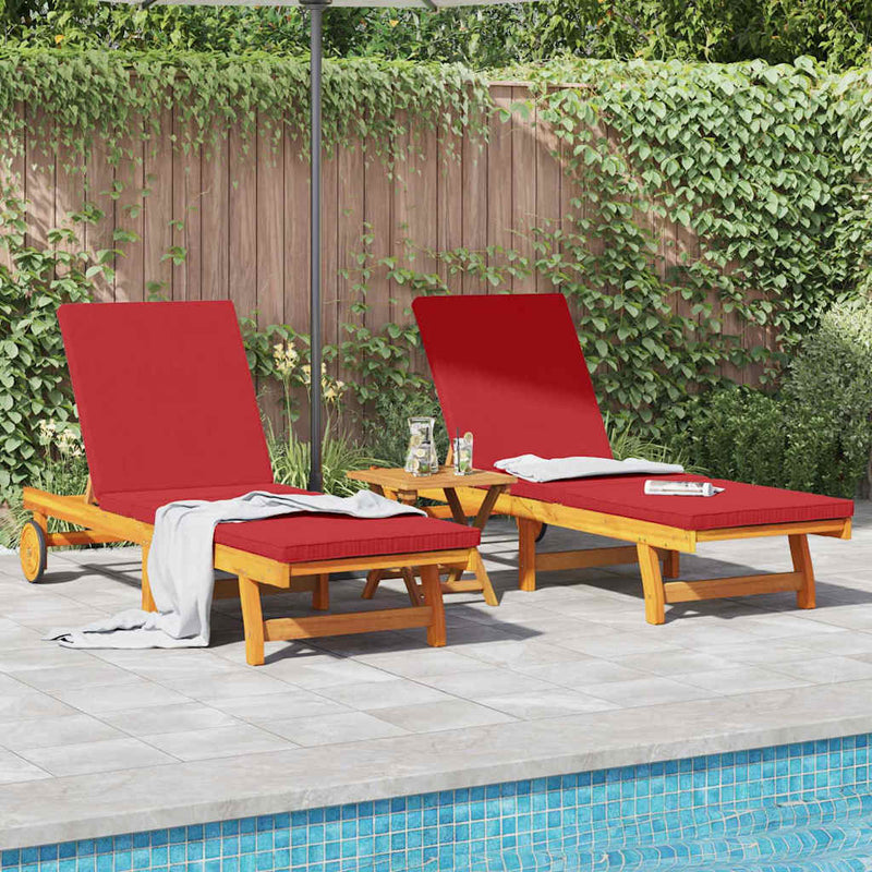 vidaXL Napozó párnával 2 pcs Barna 63 x 199 x 85cm Tömör akácfa