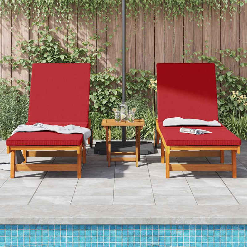 vidaXL Napozó párnával 2 pcs Barna 63 x 199 x 85cm Tömör akácfa