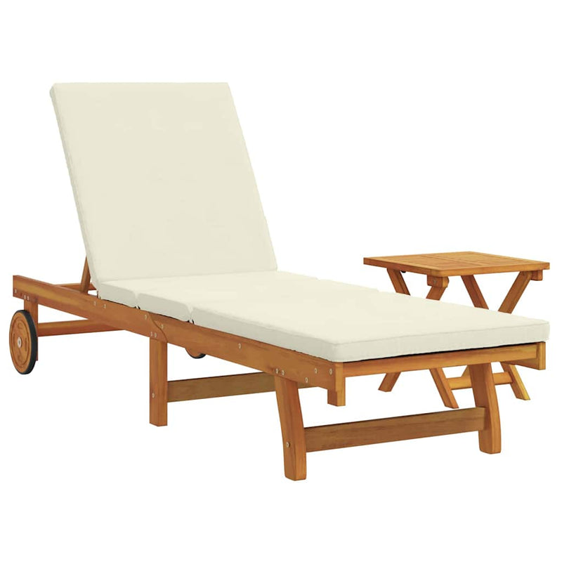 vidaXL Napozó párnával 2 pcs Barna 40 x 40 x 40cm Tömör akácfa