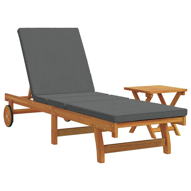 vidaXL Napozó párnával 2 pcs Barna 40 x 40 x 40cm Tömör akácfa