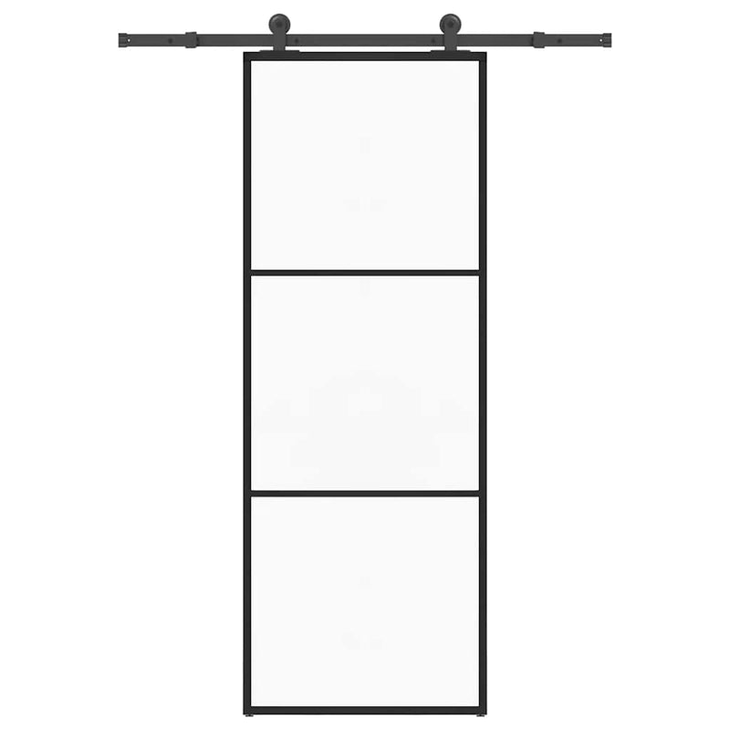 vidaXL ESG üveg és alumínium tolóajtó fémszerelvény-szettel 76x205 cm