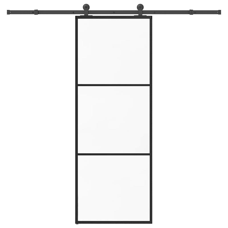vidaXL ESG üveg és alumínium tolóajtó fémszerelvény-szettel 76x205 cm