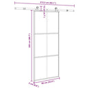 vidaXL ESG üveg és alumínium tolóajtó fémszerelvény-szettel 90x205 cm