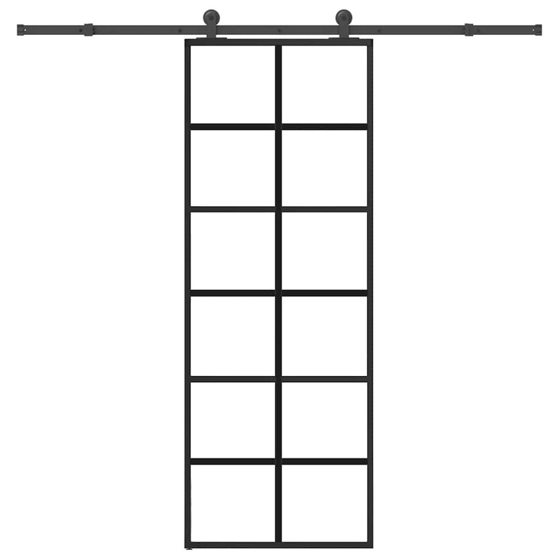vidaXL ESG üveg és alumínium tolóajtó fémszerelvény-szettel 76x205 cm