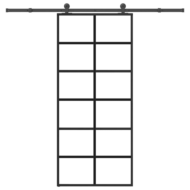 vidaXL ESG üveg és alumínium tolóajtó fémszerelvény-szettel 90x205 cm