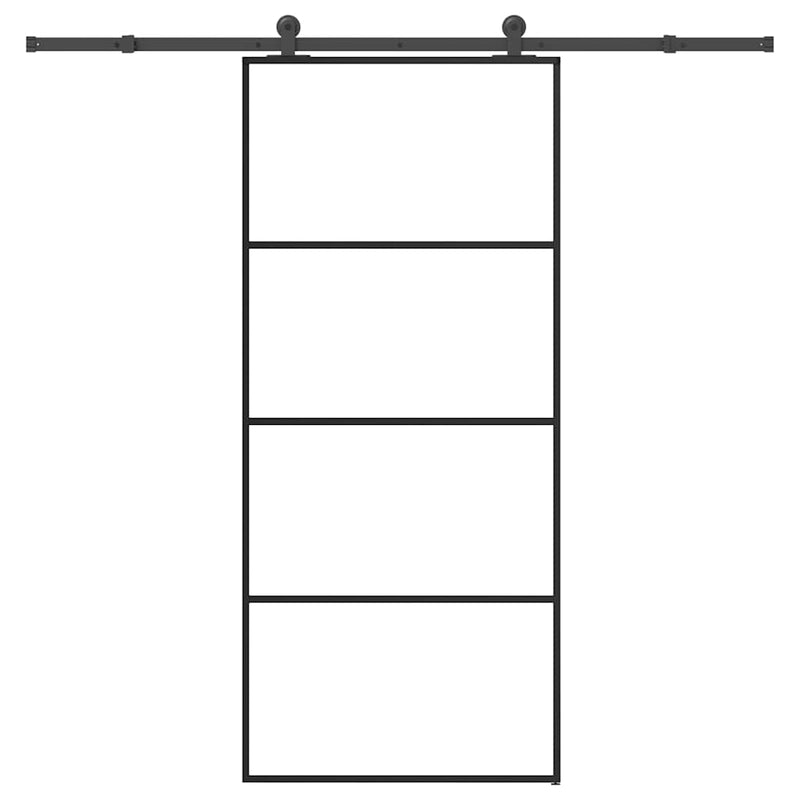 vidaXL ESG üveg és alumínium tolóajtó fémszerelvény-szettel 90x205 cm