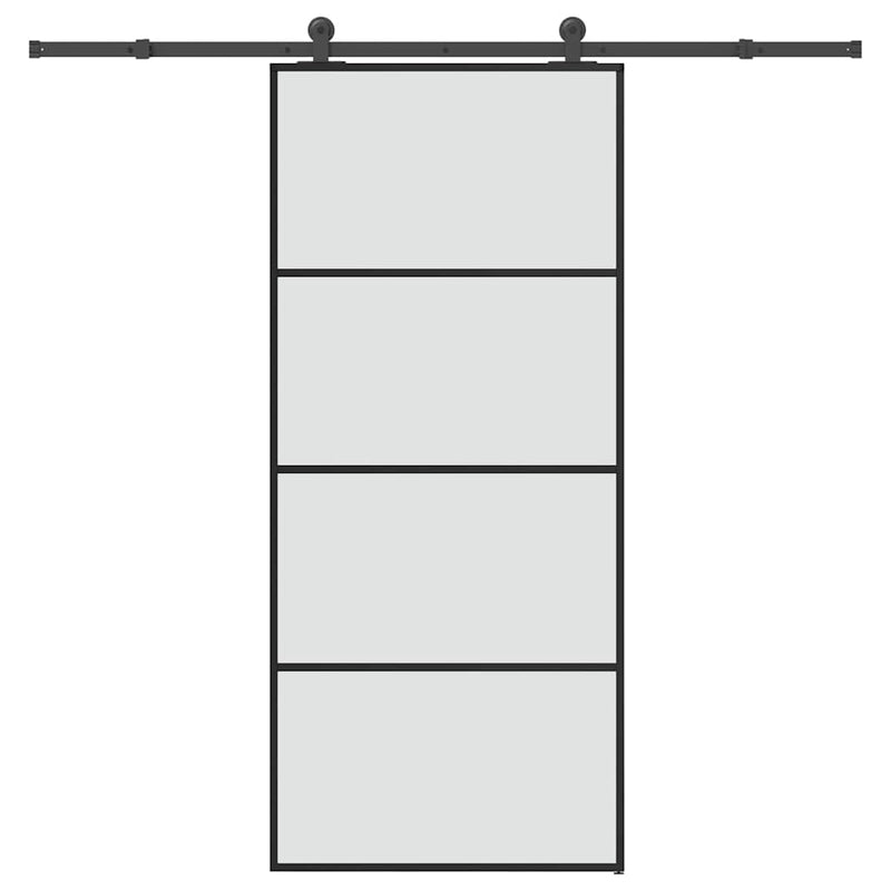 vidaXL ESG üveg és alumínium tolóajtó fémszerelvény-szettel 90x205 cm