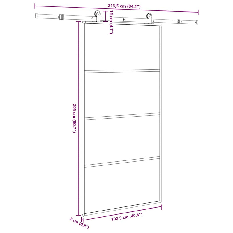 vidaXL ESG üveg-alumínium tolóajtó fémszerelvény-szettel 102,5x205 cm