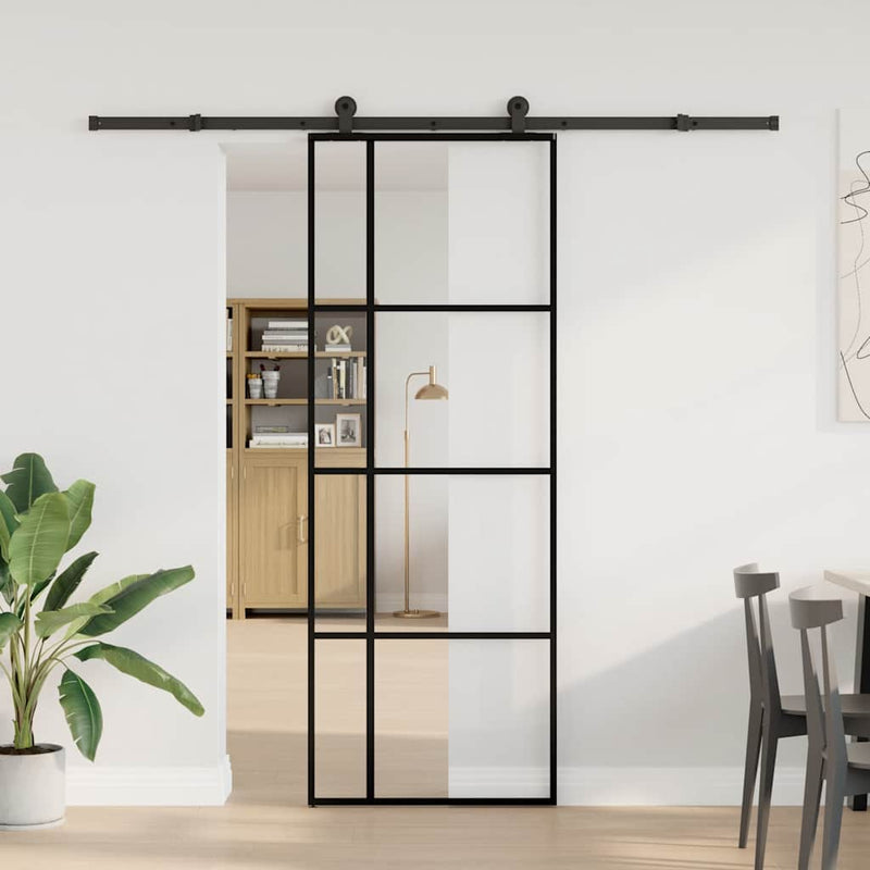vidaXL ESG üveg és alumínium tolóajtó fémszerelvény-szettel 76x205 cm