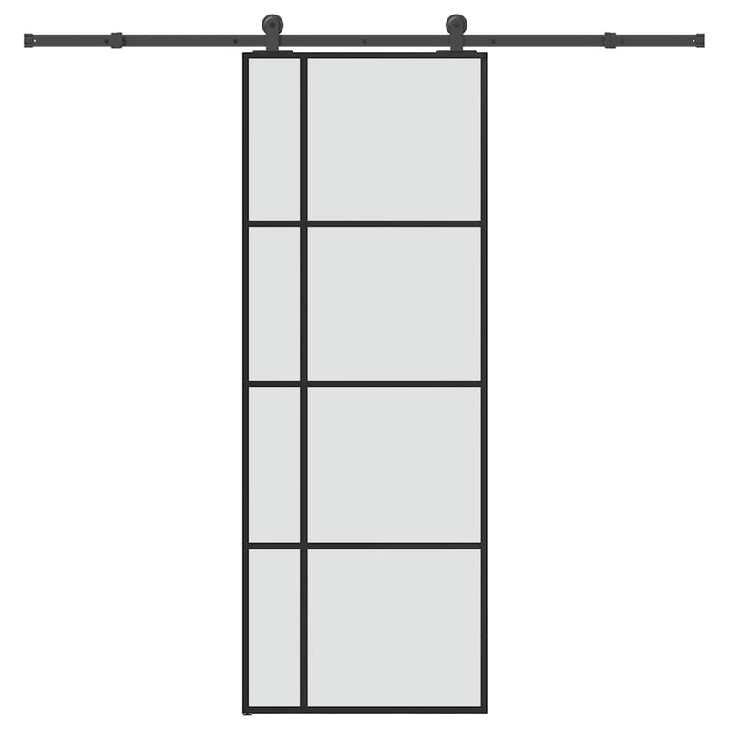 vidaXL ESG üveg és alumínium tolóajtó fémszerelvény-szettel 76x205 cm