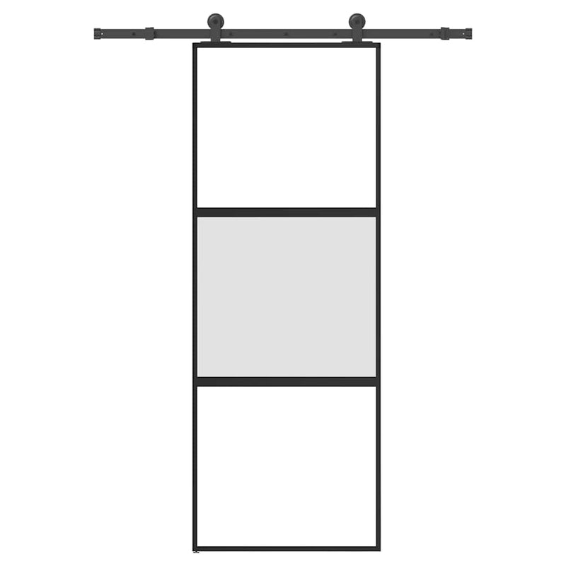 vidaXL tolóajtó vasalatokkal 76x205 cm edzett üveg&Alumínium