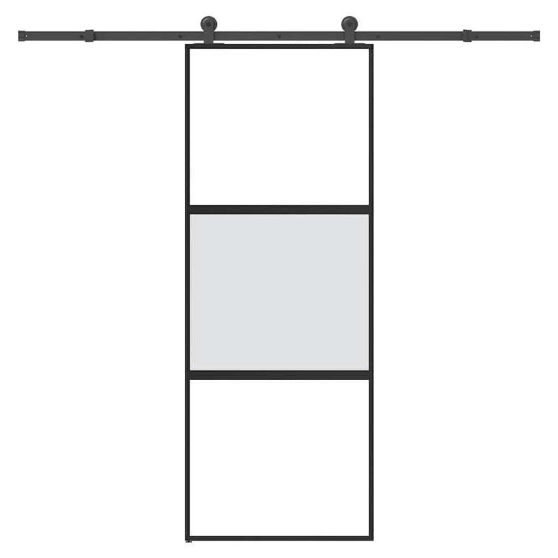 vidaXL tolóajtó vasalatokkal 76x205 cm edzett üveg&Alumínium