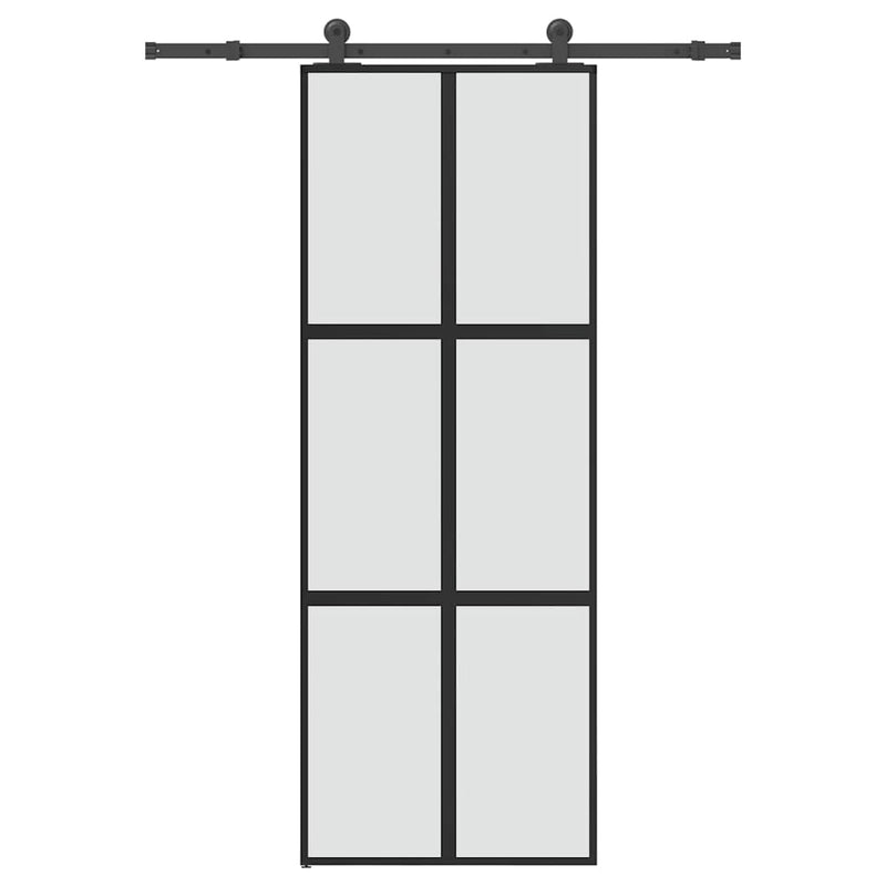 vidaXL tolóajtó vasalatokkal 76x205 cm edzett üveg&Alumínium