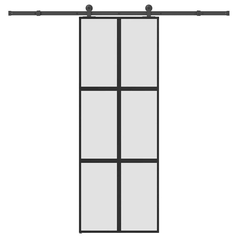 vidaXL tolóajtó vasalatokkal 76x205 cm edzett üveg&Alumínium