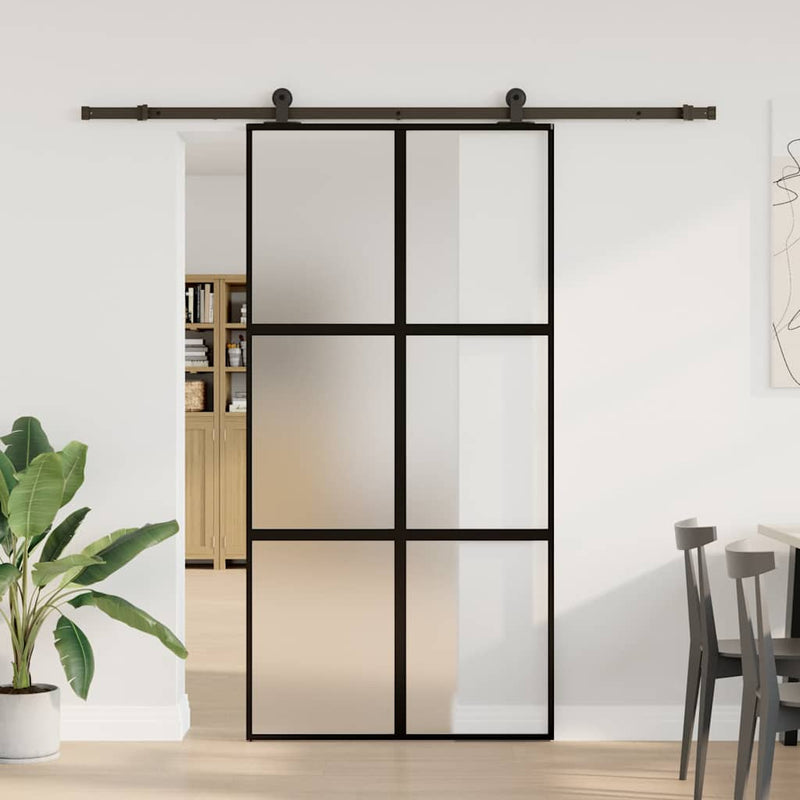 vidaXL tolóajtó vasalatokkal 102,5x205 cm edzett üveg&Alumínium