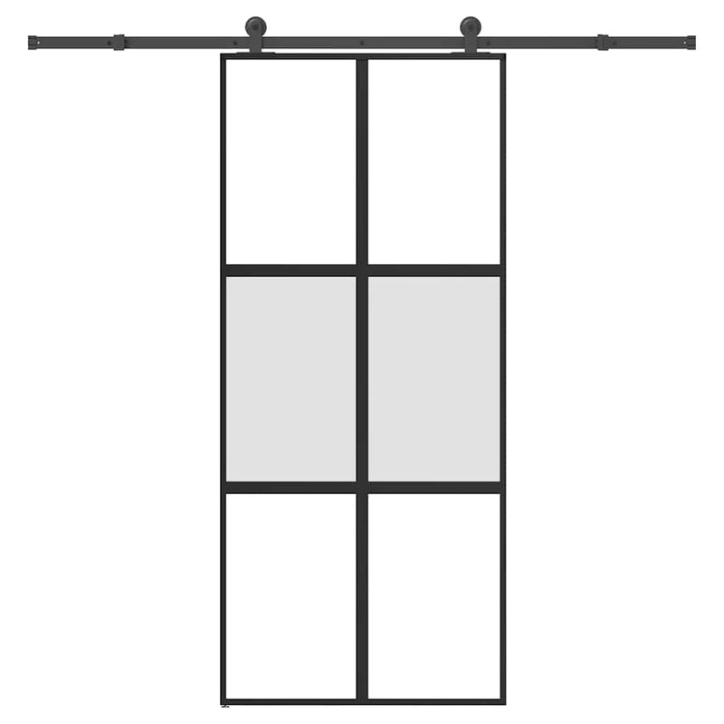vidaXL tolóajtó vasalattal 90x205 cm edzett üveg&Alumínium