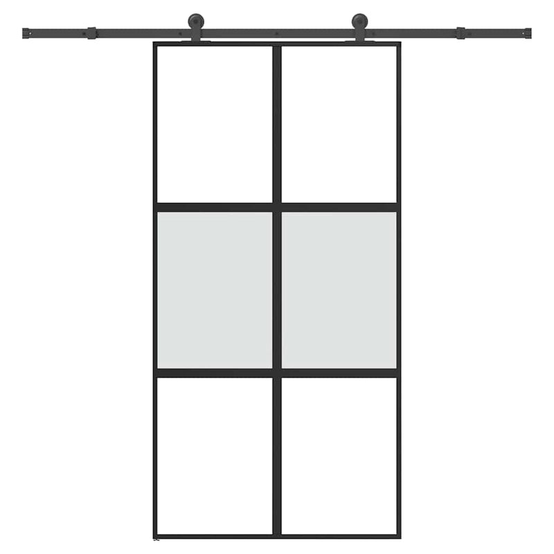 vidaXL tolóajtó vasalatokkal 102,5x205 cm edzett üveg&Alumínium