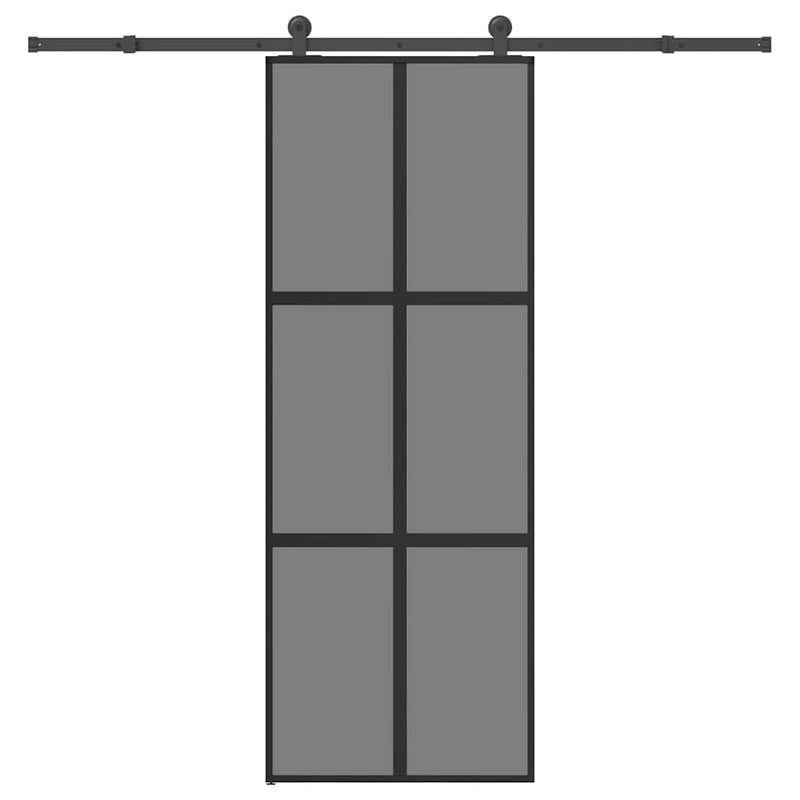 vidaXL tolóajtó vasalatokkal 76x205 cm edzett üveg&Alumínium