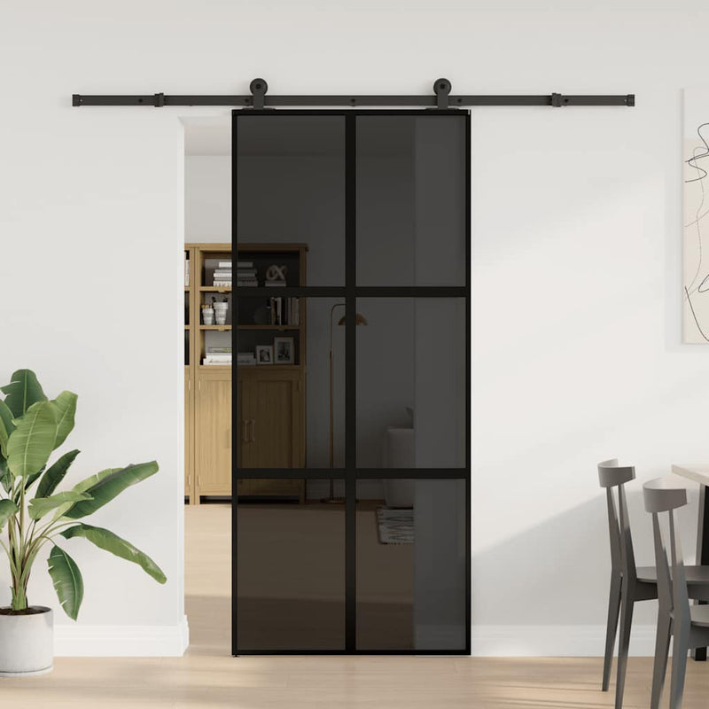vidaXL tolóajtó vasalattal 90x205 cm edzett üveg&Alumínium