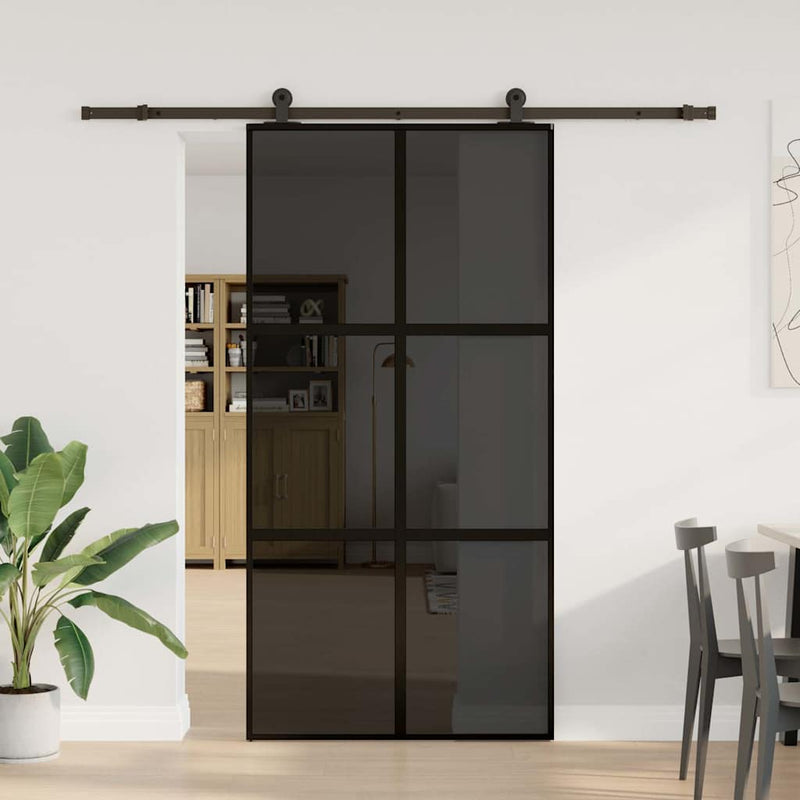 vidaXL tolóajtó vasalatokkal 102,5x205 cm edzett üveg&Alumínium