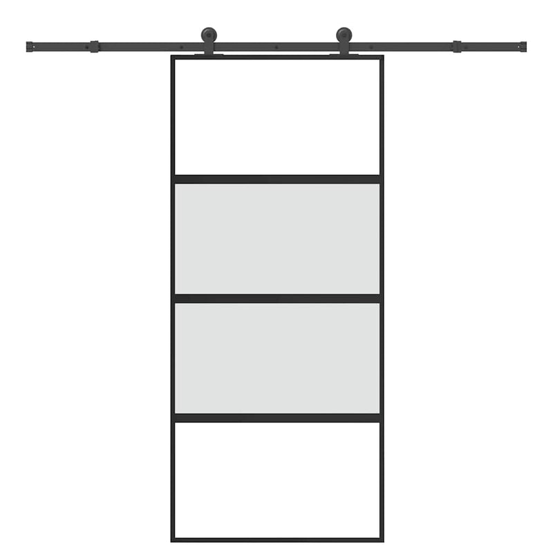 vidaXL tolóajtó vasalattal 90x205 cm edzett üveg&Alumínium