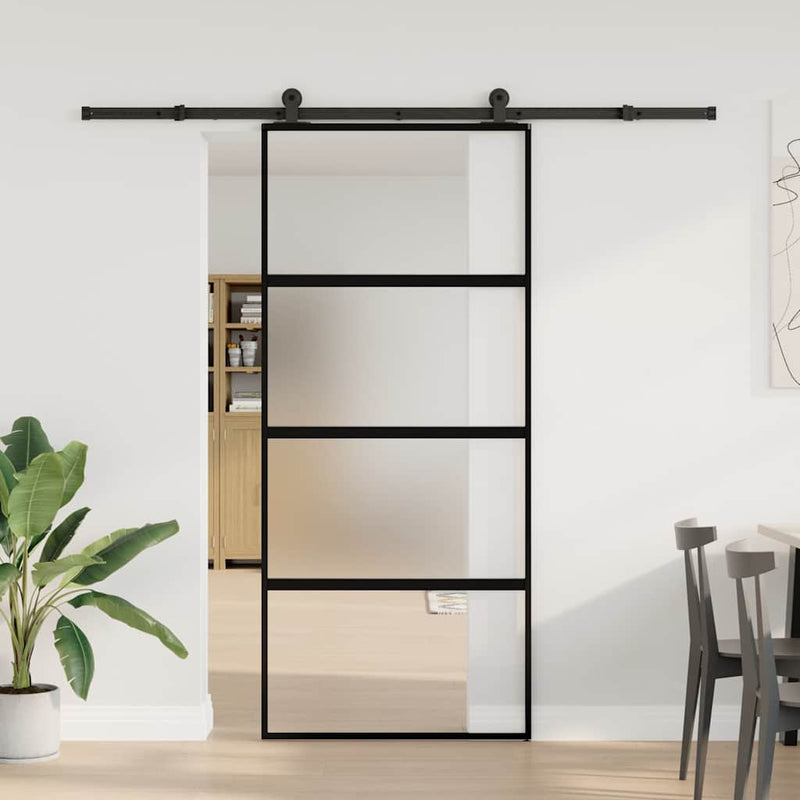 vidaXL tolóajtó vasalattal 90x205 cm edzett üveg&Alumínium