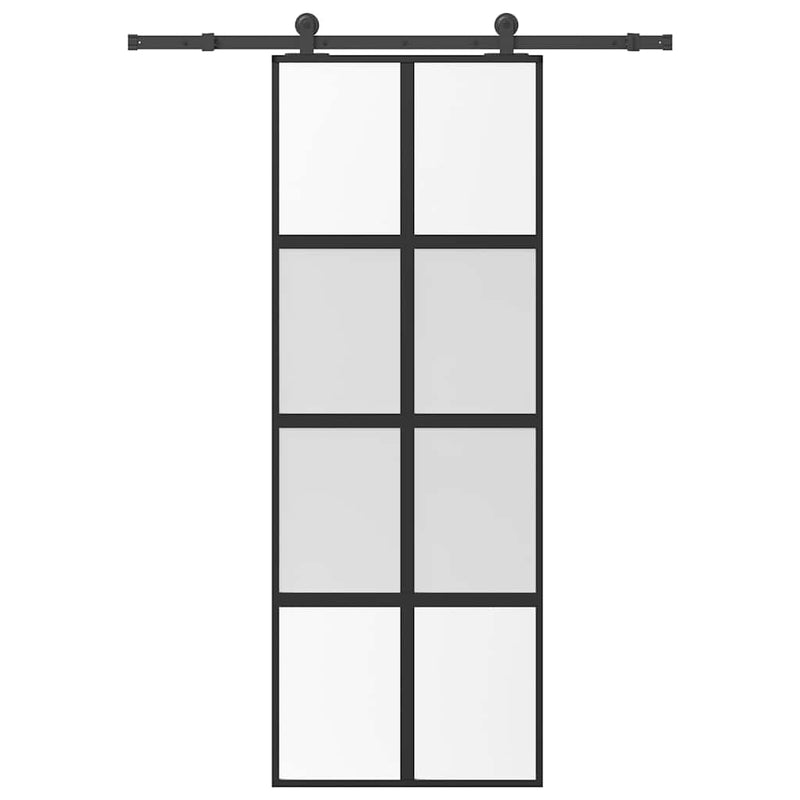 vidaXL tolóajtó vasalatokkal 76x205 cm edzett üveg&Alumínium