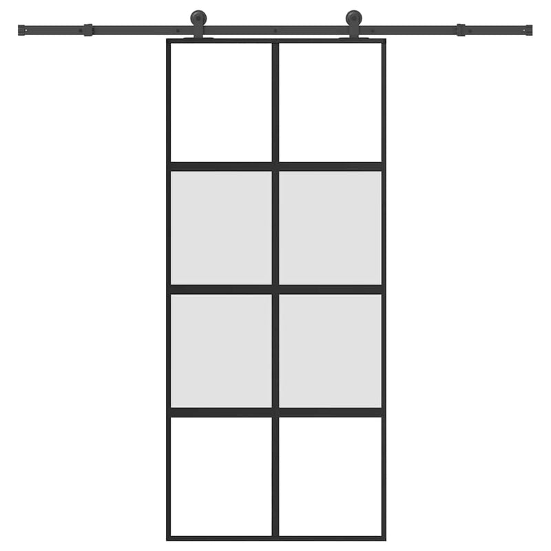 vidaXL tolóajtó vasalattal 90x205 cm edzett üveg és alumínium szett