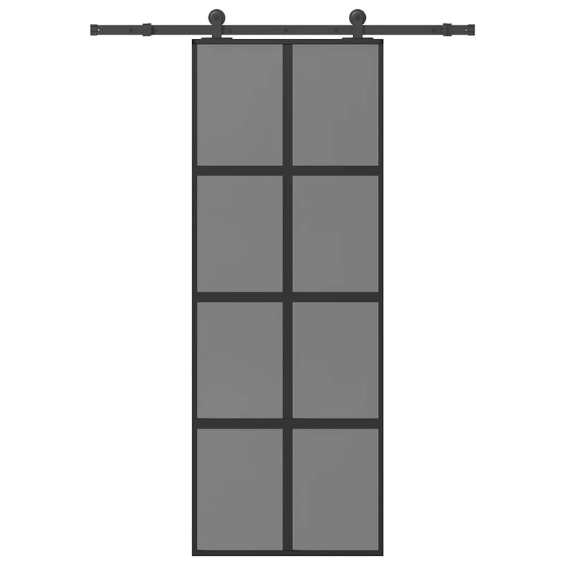 vidaXL tolóajtó vasalatokkal 76x205 cm edzett üveg&Alumínium