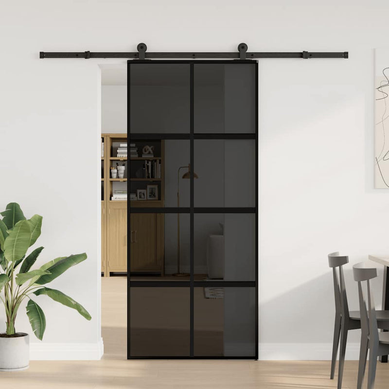 vidaXL tolóajtó vasalattal 90x205 cm edzett üveg és alumínium szett