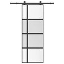 vidaXL tolóajtó vasalatokkal 76x205 cm edzett üveg&Alumínium