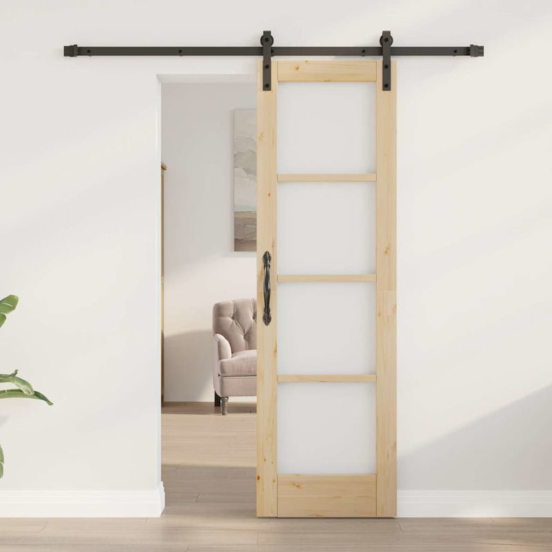 vidaXL Csúszó ajtó ORKDAL Barna 61 x 198.5 cm Tömör fenyőfa