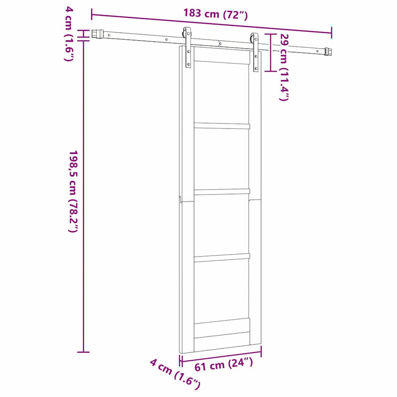 vidaXL Csúszó ajtó ORKDAL Barna 61 x 198.5 cm Tömör fenyőfa