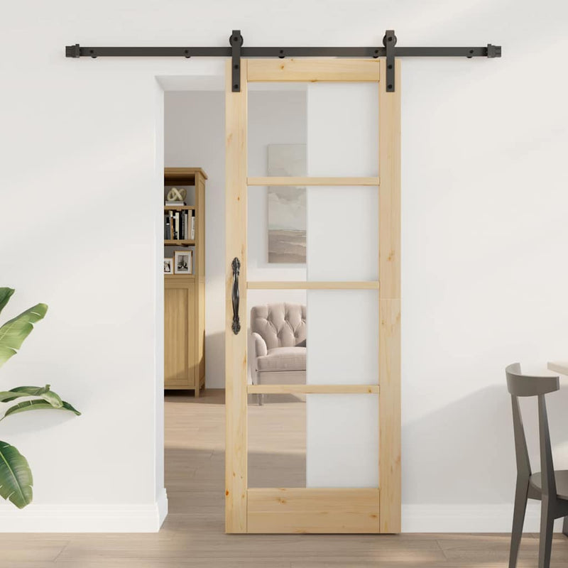vidaXL Csúszó ajtó ORKDAL Barna 73.5 x 198.5 cm Tömör fenyőfa