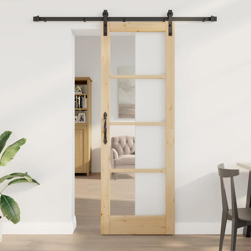 vidaXL Csúszó ajtó ORKDAL Barna 73.5 x 211 cm Tömör fenyőfa