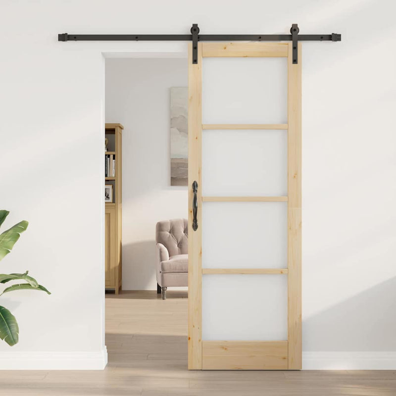 vidaXL Csúszó ajtó ORKDAL Barna 73.5 x 211 cm Tömör fenyőfa
