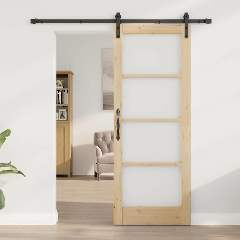 vidaXL Csúszó ajtó ORKDAL Barna 78 x 202 cm Tömör fenyőfa