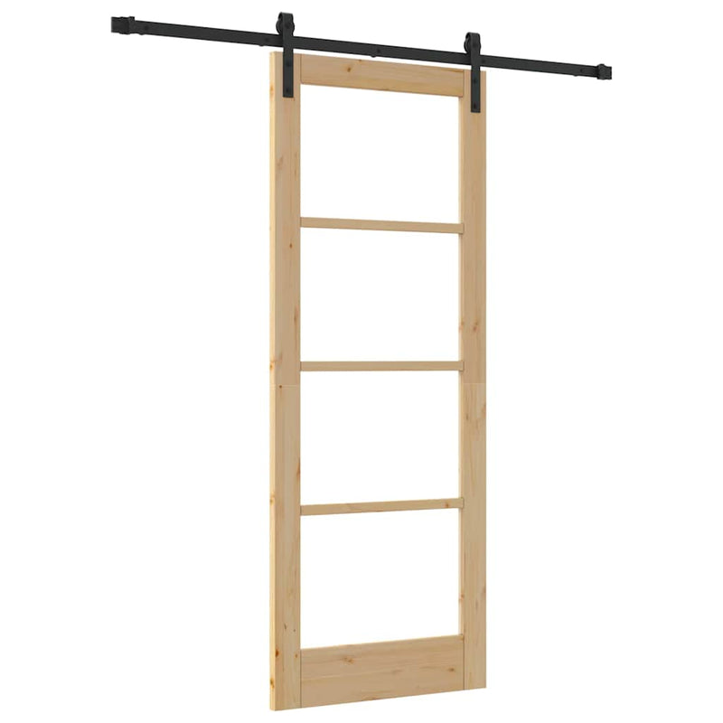 vidaXL Csúszó ajtó ORKDAL Barna 78 x 202 cm Tömör fenyőfa
