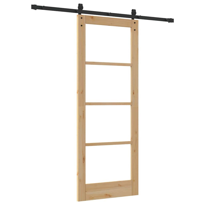 vidaXL Csúszó ajtó ORKDAL Barna 78 x 202 cm Tömör fenyőfa