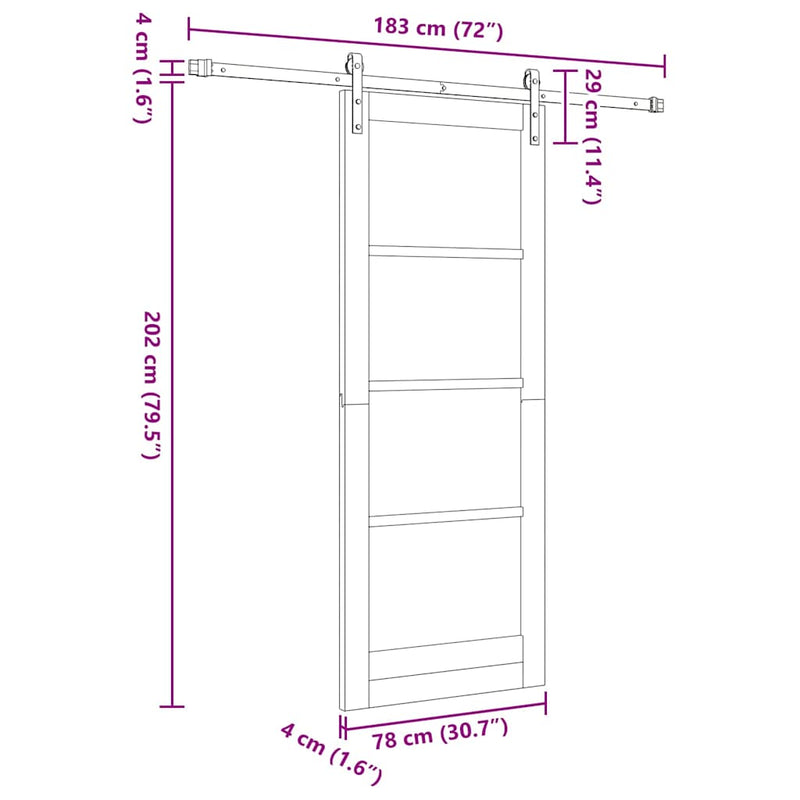vidaXL Csúszó ajtó ORKDAL Barna 78 x 202 cm Tömör fenyőfa