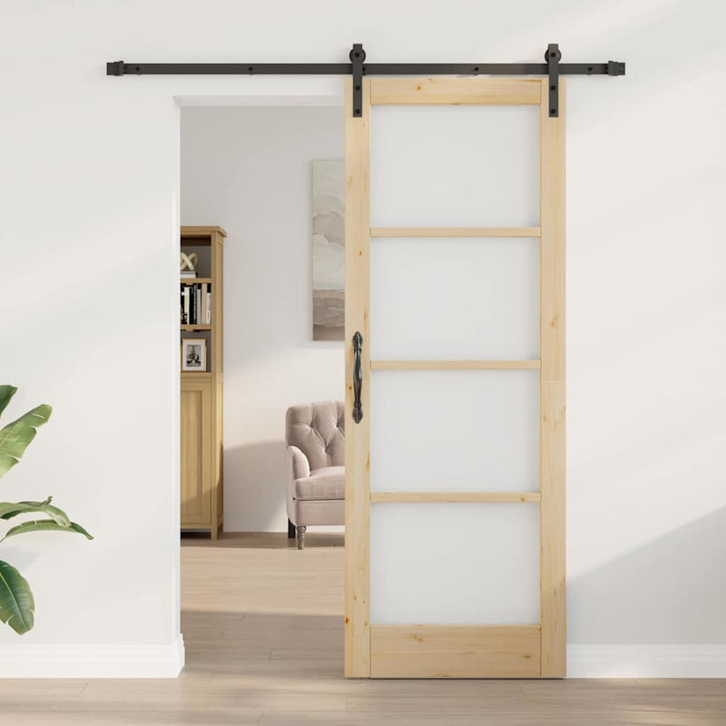 vidaXL Csúszó ajtó ORKDAL Barna 78 x 211 cm Tömör fenyőfa