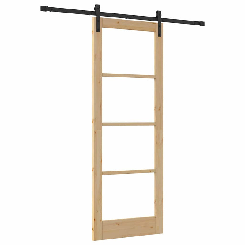 vidaXL Csúszó ajtó ORKDAL Barna 78 x 211 cm Tömör fenyőfa