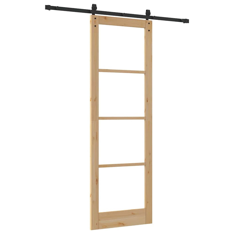 vidaXL Csúszó ajtó ORKDAL Barna 78 x 232 cm Tömör fenyőfa