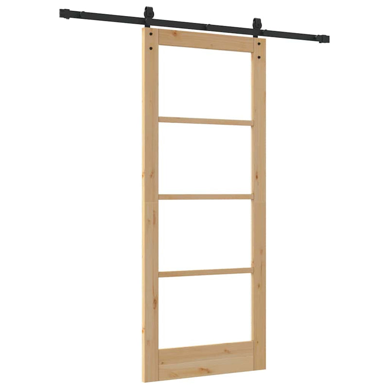 vidaXL Csúszó ajtó ORKDAL Barna 83 x 202 cm Tömör fenyőfa