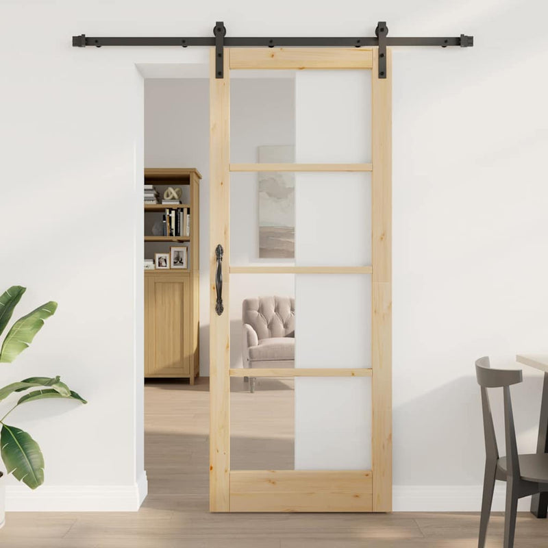 vidaXL Csúszó ajtó ORKDAL Barna 83 x 211 cm Tömör fenyőfa
