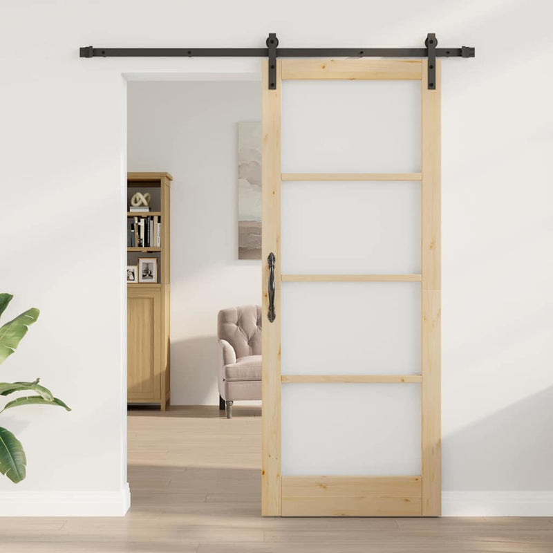 vidaXL Csúszó ajtó ORKDAL Barna 83 x 211 cm Tömör fenyőfa